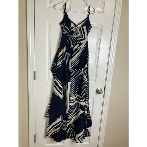 Lulus The Sky’s The Limit Navy Blue Striped High-low dress sz M - Picture 11 of 11